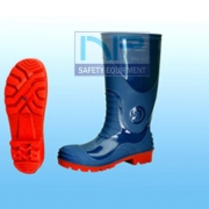 Ủng mũi sắt màu xanh đen, đế đỏ-Hoa San